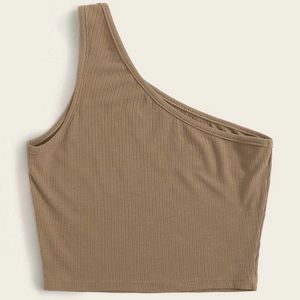 Ribbed tan crop top